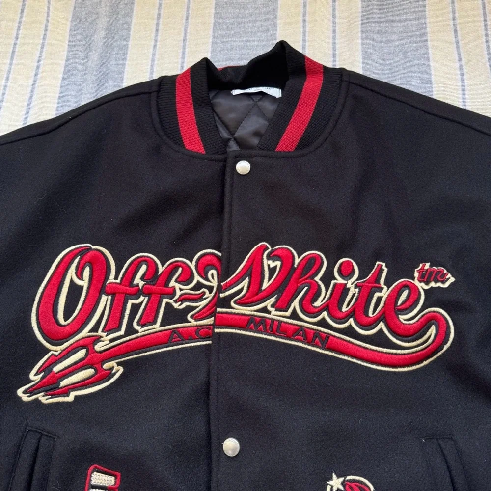 Off-White x AC Milan 125th Anniversary Embroidered Varsity Jacket - Picture 10 of 11
